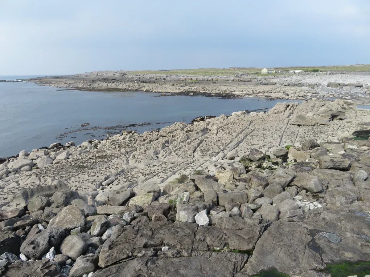 Limestone rock formations near Doolin pier, where cliff cruises leave, on the Cliffs of Moher route from Dublin, Ireland